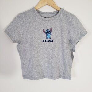 NWT Disney Juniors Stitch Embroidered Short Crop Top Size XL‎ Casual Vacation